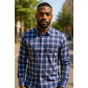 Peter Millar Button Up Shirt Sz XXL Purple Plaid 100% Linen L/S Preppy Travel